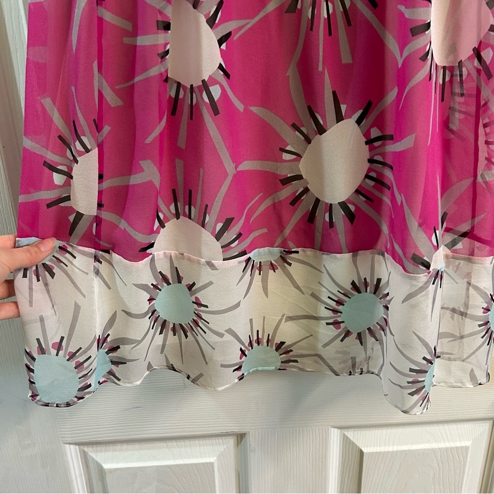 Diane von Fursetenberg Lainey Silk Pink Halter Dress Sunburst Resortwear Sz 0 - Picture 11 of 11